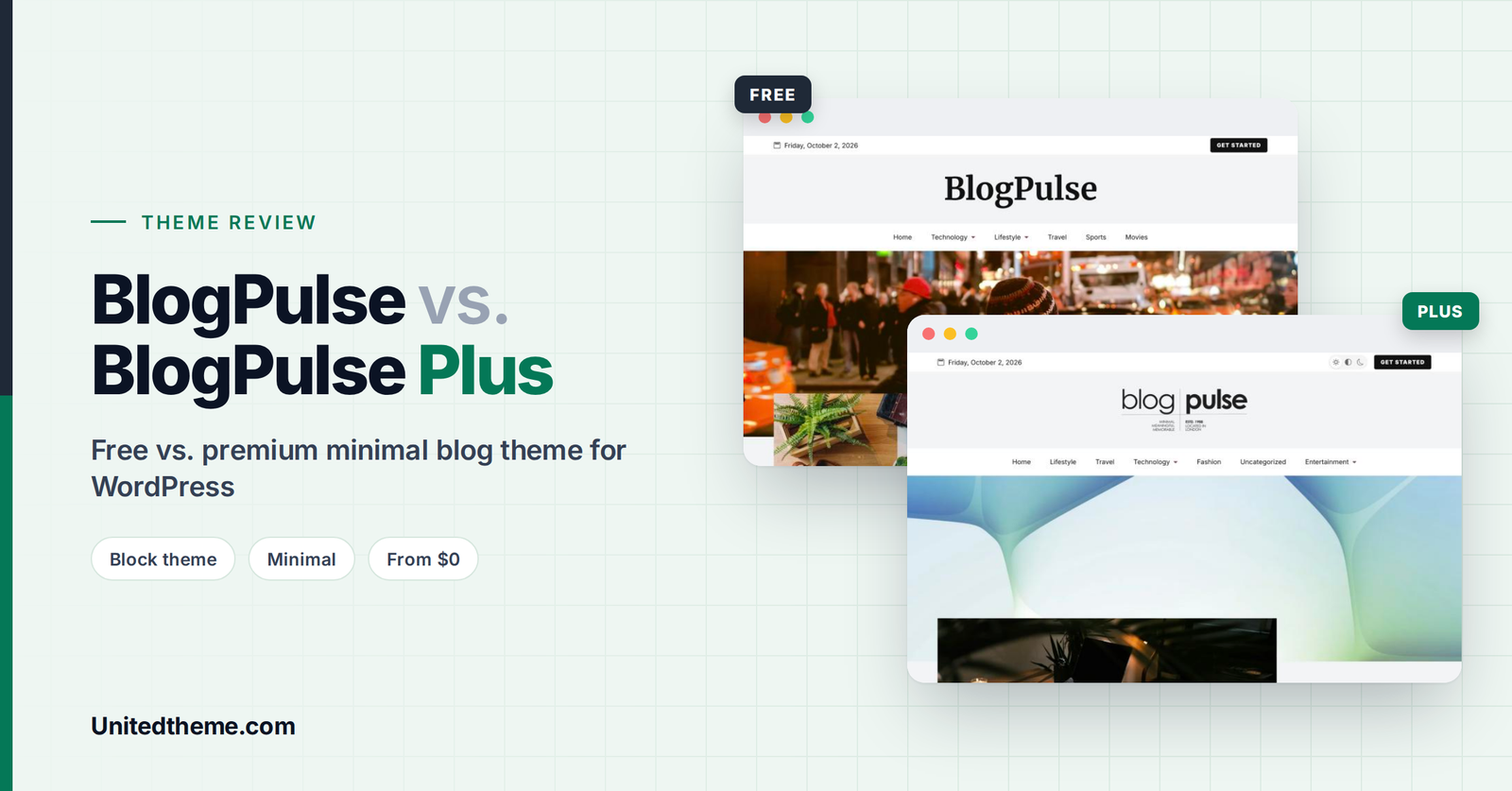 BlogPulse and BlogPulse Plus review – free vs premium minimal WordPress blog theme
